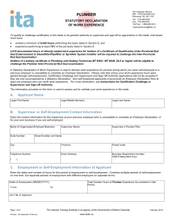 plumber - Industry Training Authority