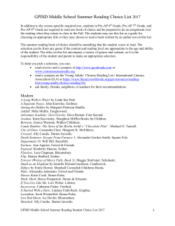 2017 Middle School Book of Choice List