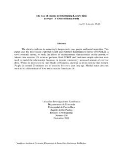 The Role of Income in Determining Leisure Time Exercise: A Cross