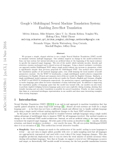 Google`s Multilingual Neural Machine Translation System: Enabling