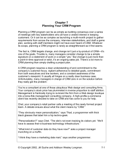 Chapter 7 Planning Your CRM Program
