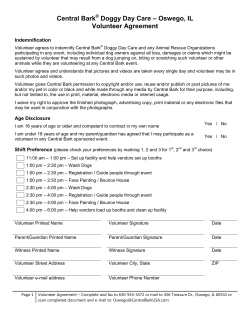 Central Bark Doggy Day Care &ndash; Oswego, IL Volunteer Agreement