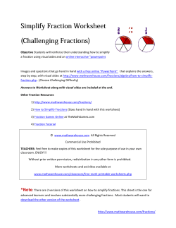 Simplify Fraction Worksheet