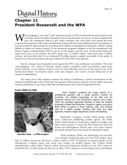 Chapter 11 President Roosevelt and the WPA