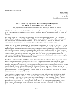 Omaha Symphony to perform Mozart`s &ldquo;Prague&rdquo; Symphony, his