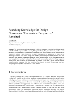 Searching Knowledge for Design &ndash; Nurminen`s "Humanistic