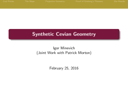 Synthetic Cevian Geometry