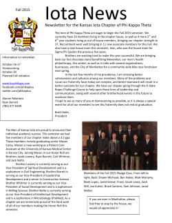 Fall 2015 Iota News - Phi Kappa Theta | Kansas State Univerisity
