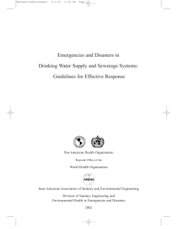 Emergencies and Disasters in Drinking Water Supply and