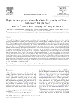 Rapid income growth adversely affects diet quality in China