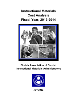 Instructional Materials Cost Analysis Fiscal Year, 2013-2014