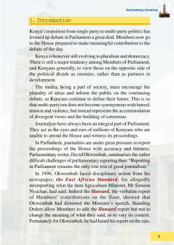 Parliamentary Reporting Booklet
