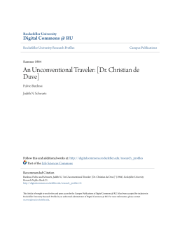 An Unconventional Traveler: [Dr. Christian de Duve]