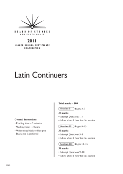 2011 HSC Examination - Latin Continuers