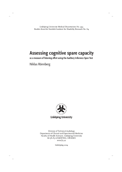 Assessing cognitive spare capacity as a measure of listening
