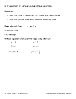 5.1 Equation of Lines Using Slope-Intercept