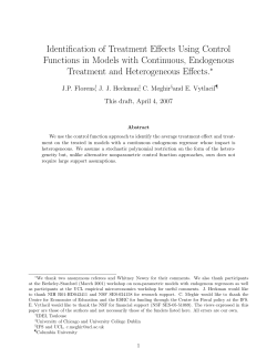 Identification of Treatment Effects Using Control Functions in Models