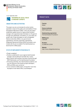 training of local `gold standard` experts objective and activities