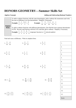 Honors Geometry Summer Packet