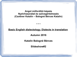 Basic English dialectology. Dialects in translation