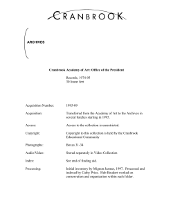ARCHIVES Cranbrook Academy of Art: Office of the President