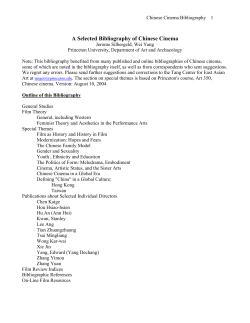 A Selected Bibliography of Chinese Cinema