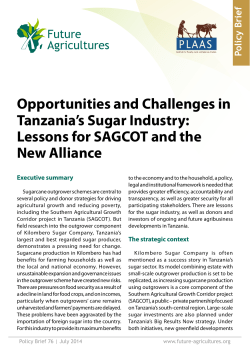 Opportunities and Challenges in Tanzania`s Sugar Industry