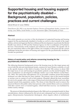 Supported housing and housing support for the psychiatrically