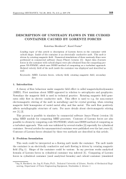 description of unsteady flows in the cuboid container caused by