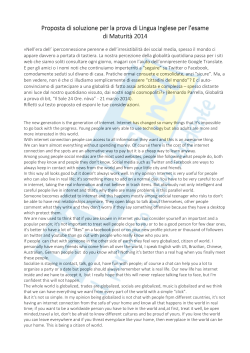 Proposta di soluzione per la prova di Lingua Inglese