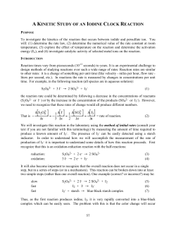 A Kinetic Study of an Iodine Clock Reaction_noRep