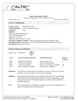 Synonyms: None Code Physical Hazard Statement GHS