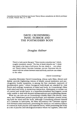 DAVID CRONENBERG : PANIC HORROR AND THE