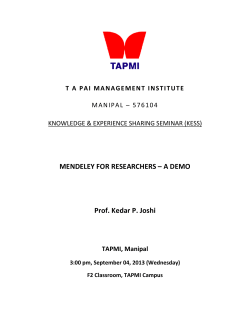 MENDELEY FOR RESEARCHERS &ndash; A DEMO Prof. Kedar P. Joshi