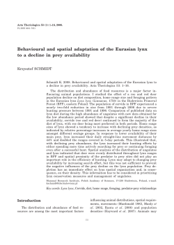 Behavioural and spatial adaptation of the Eurasian lynx to a decline