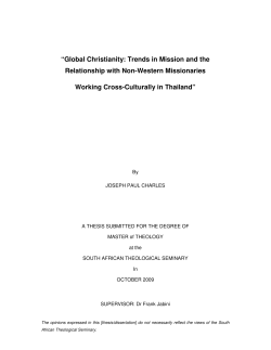 Global Christianity: Trends in Mission and the Relationship with Non