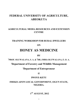 HONEY AS MEDICINE 2 - The Federal University of Agriculture