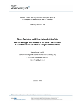 Ethnic Exclusion and Ethno-Nationalist Conflicts How the Struggle