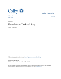 Blake`s Milton: The Bard`s Song
