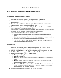French Regime - Culture and Currents of Thought