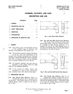 Hammers, Hatchets, and Axes Description and Use