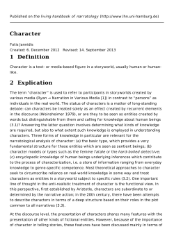 Character - the living handbook of narratology