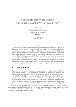 Complexity theory and genetics, the computational power of