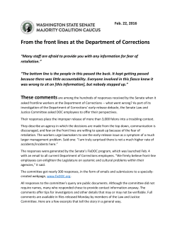 From the front lines at the Department of Corrections