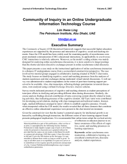 Community of Inquiry in an Online Undergraduate Information