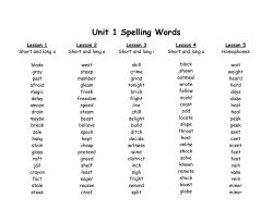 Unit 1 Spelling Words - Dwight Public Schools