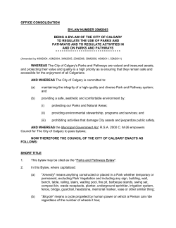 Parks and Pathway Bylaw 20M2003