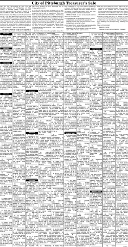 City of Pittsburgh Treasurer`s Sale
