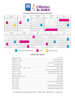 2017 - 2018 Elementary School Year Calendar