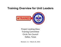 Training Overview for Unit Leaders